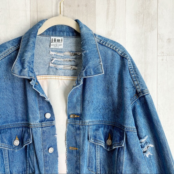 ❌SOLD❌ [Vintage] Oversized Distressed Denim Jacket - Picture 3 of 11